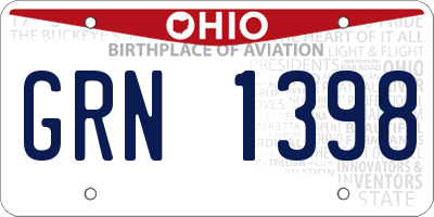 OH license plate GRN1398