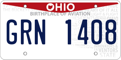 OH license plate GRN1408