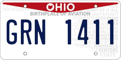 OH license plate GRN1411