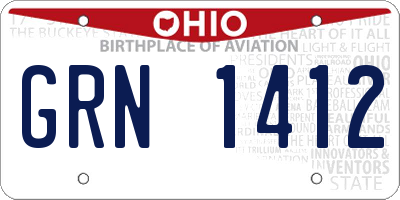 OH license plate GRN1412