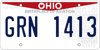 OH license plate GRN1413
