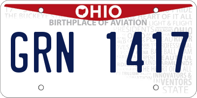 OH license plate GRN1417