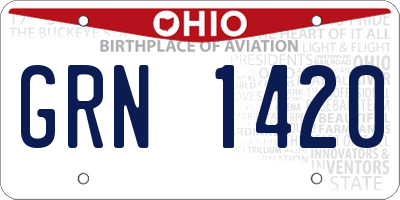 OH license plate GRN1420