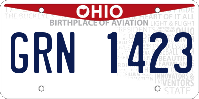 OH license plate GRN1423