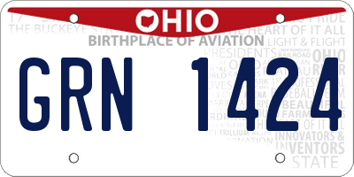 OH license plate GRN1424