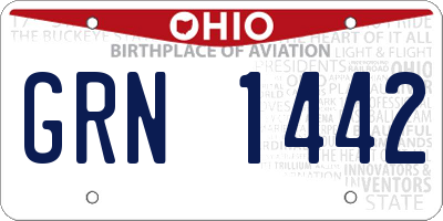 OH license plate GRN1442
