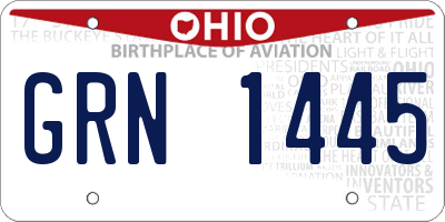 OH license plate GRN1445