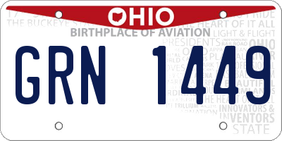 OH license plate GRN1449