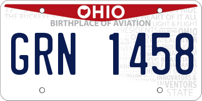 OH license plate GRN1458