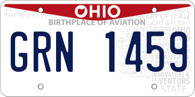 OH license plate GRN1459