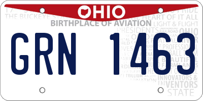 OH license plate GRN1463