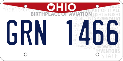 OH license plate GRN1466