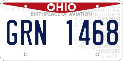 OH license plate GRN1468