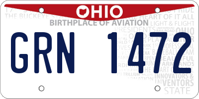 OH license plate GRN1472