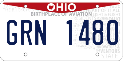 OH license plate GRN1480