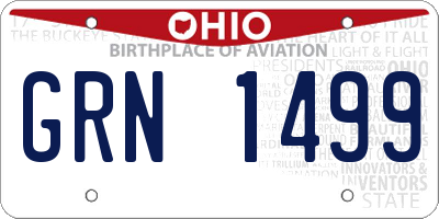 OH license plate GRN1499