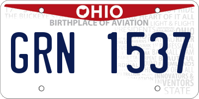 OH license plate GRN1537