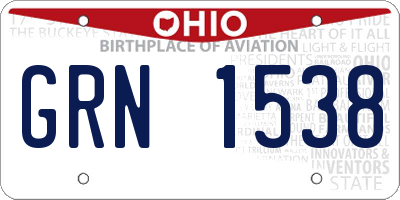 OH license plate GRN1538