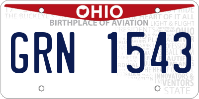 OH license plate GRN1543