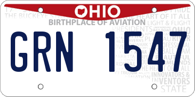 OH license plate GRN1547