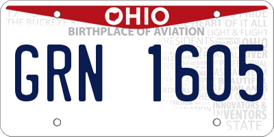 OH license plate GRN1605