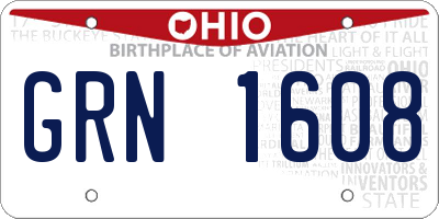 OH license plate GRN1608