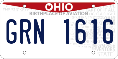 OH license plate GRN1616