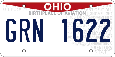 OH license plate GRN1622