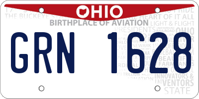 OH license plate GRN1628
