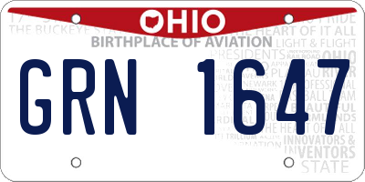 OH license plate GRN1647