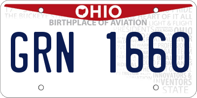 OH license plate GRN1660