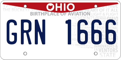 OH license plate GRN1666