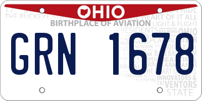 OH license plate GRN1678