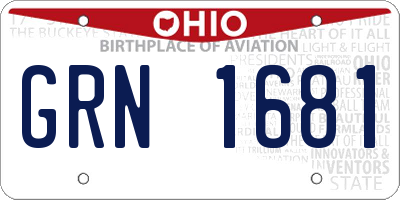 OH license plate GRN1681