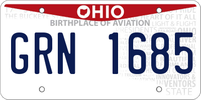 OH license plate GRN1685