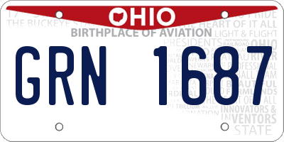 OH license plate GRN1687