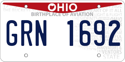 OH license plate GRN1692