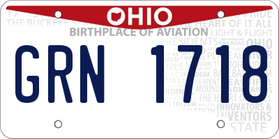 OH license plate GRN1718