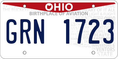 OH license plate GRN1723