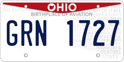 OH license plate GRN1727