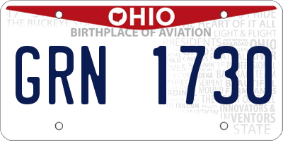 OH license plate GRN1730