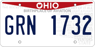 OH license plate GRN1732