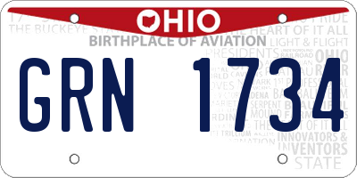 OH license plate GRN1734