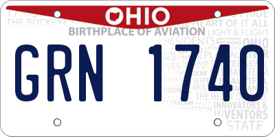 OH license plate GRN1740