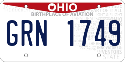 OH license plate GRN1749
