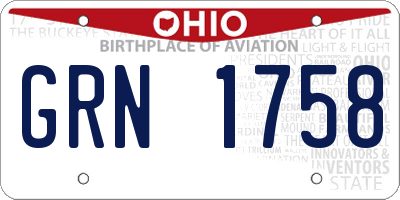 OH license plate GRN1758