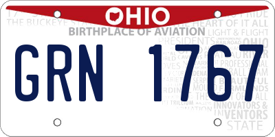 OH license plate GRN1767