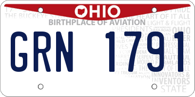 OH license plate GRN1791