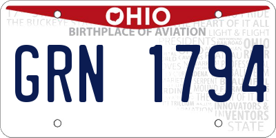 OH license plate GRN1794