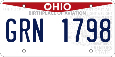 OH license plate GRN1798